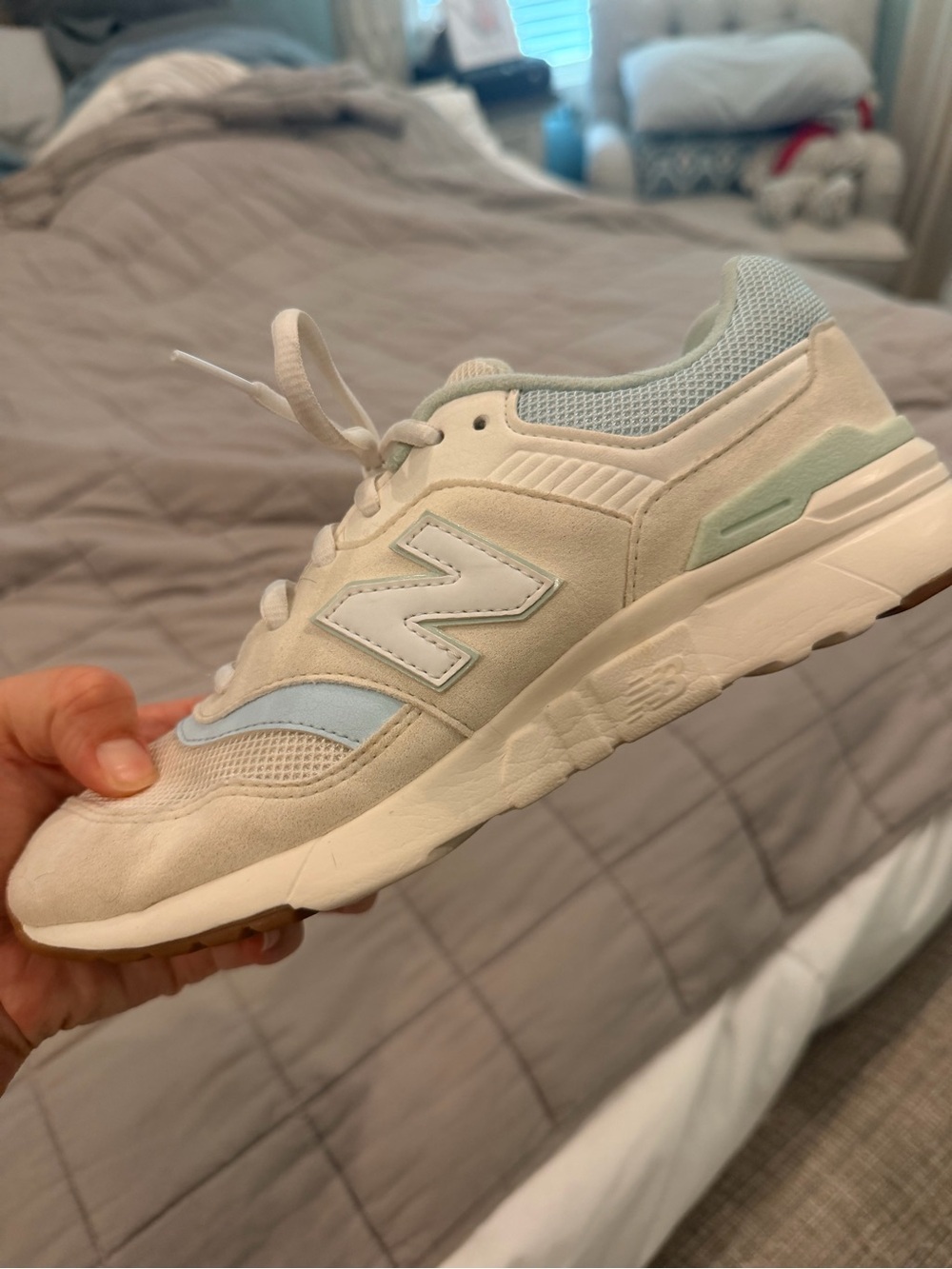 New Balance Women’s Casual Sneaker — Light Blue & Cream